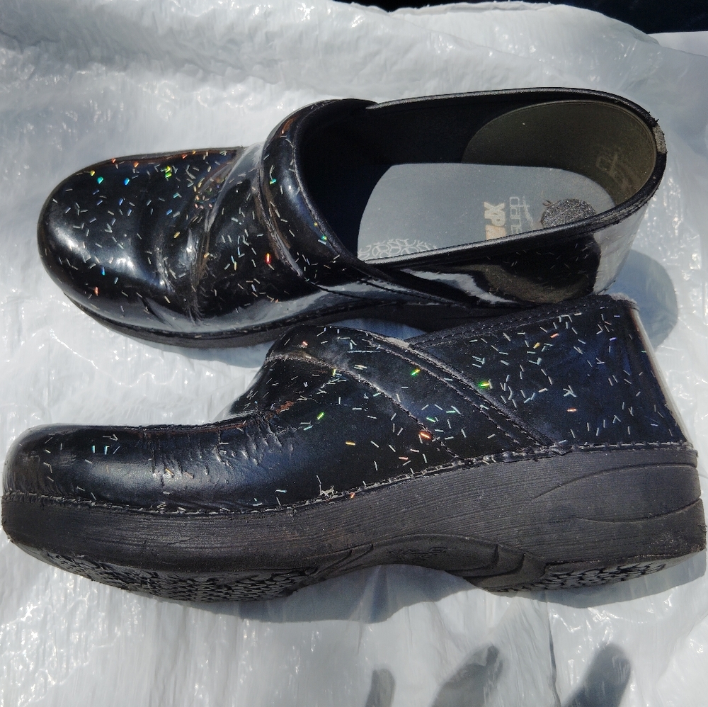 Dansko Glitter Sparkle Black Clogs